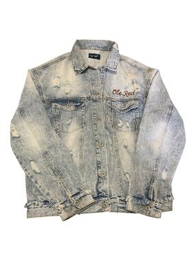 Ole Red Whiskey Business distressed light denim Jacket Size L